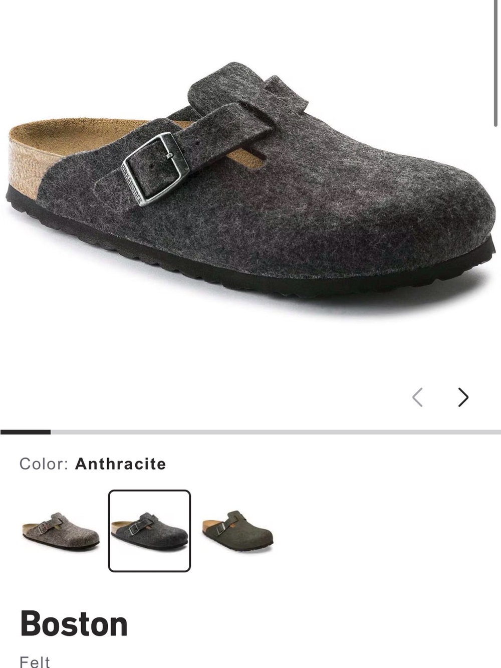 Birkenstock Women's Anthracite Felt Boston Clogs - Picture 7 of 8
